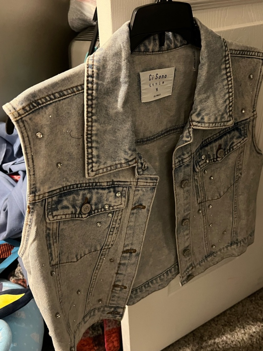 Ci Sono Light Wash Denim Studded Vest